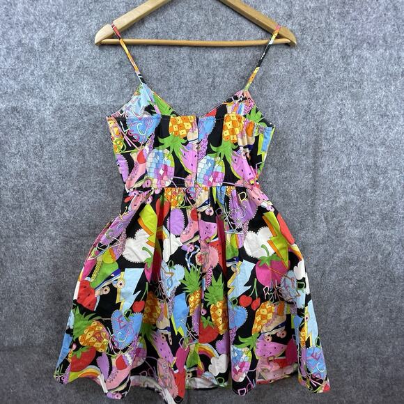 Retrolicious Dress Medium Bold Colors Roller Disco Strawberry Hippie 70s USA - Picture 2 of 8